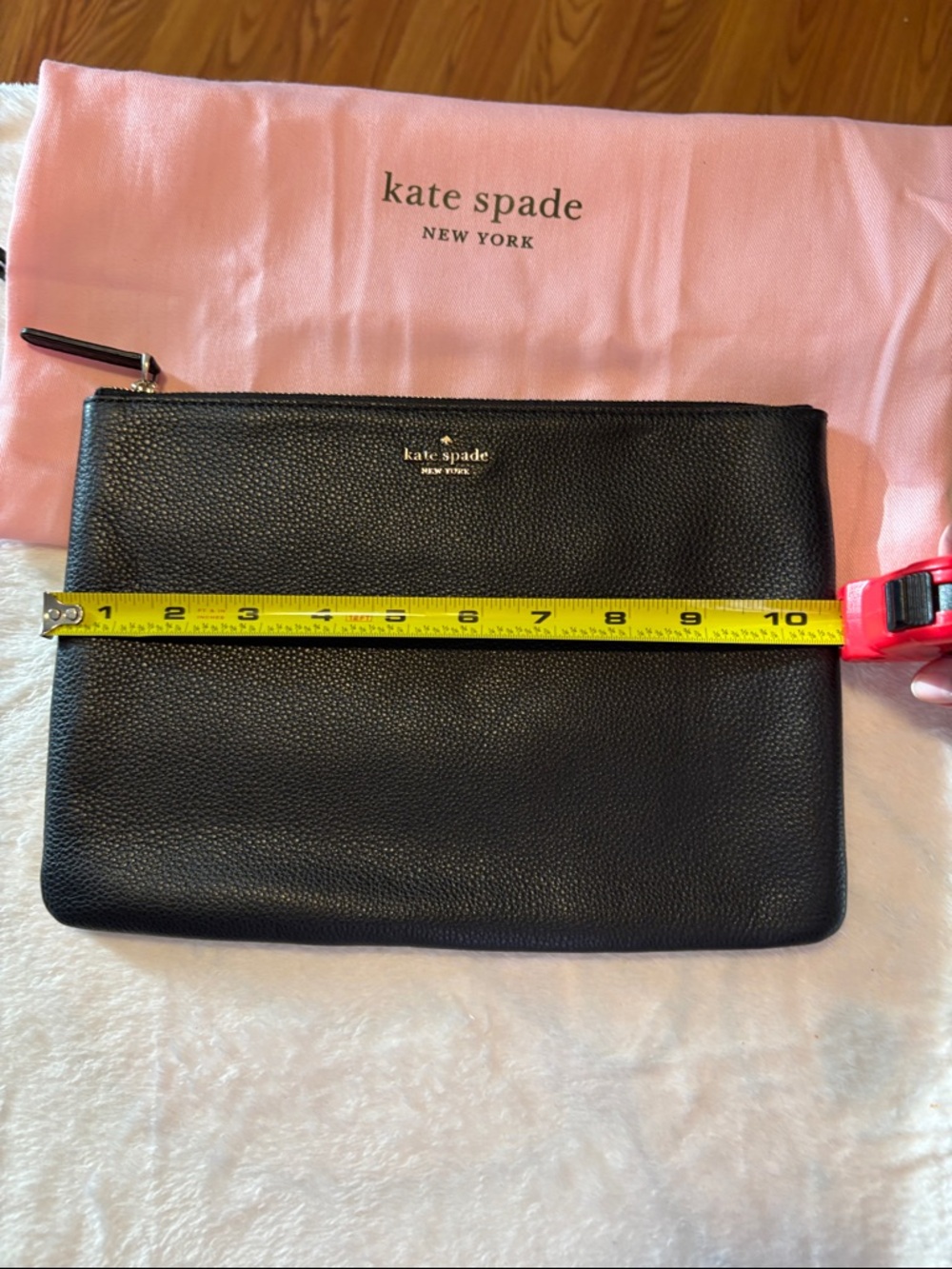 kate spade Black Pebbled Leather Zip Pouch - Picture 7 of 7